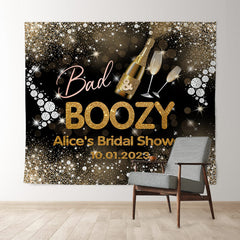 Lofaris Champagne Bad Boozy Gold Glitter Backdrop for Party