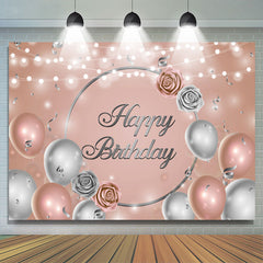 Lofaris Champagne Golden Silver Balloon Light Birthday Backdrop