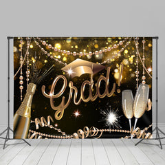 Lofaris Champagne Pearls Bokeh Congrats Grad Backdrop