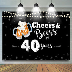 Lofaris Cheers And Beers To 40 Years Happy Birthday Backdrop