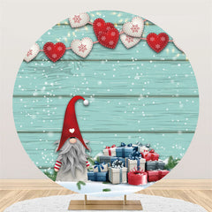 Lofaris Christmas Gift And Heart In Snow Wooden Round Backdrop