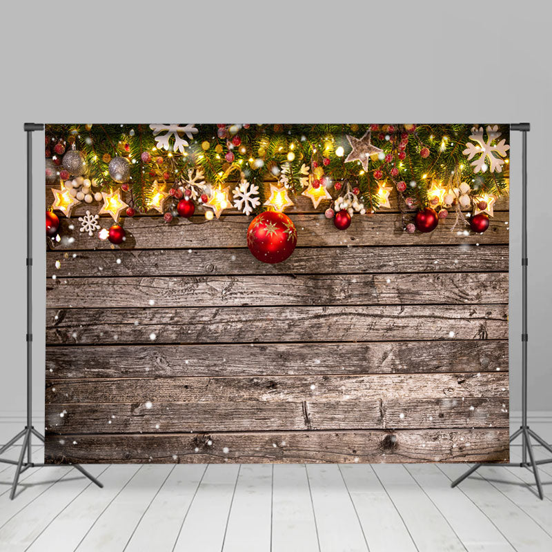 Lofaris Christmas Wood Glitter Snowflake Photo Backdrop for Holiday