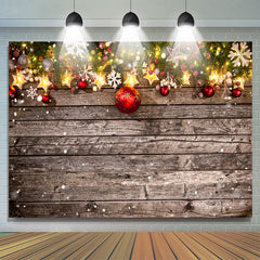 Lofaris Christmas Wood Glitter Snowflake Photo Backdrop for Holiday