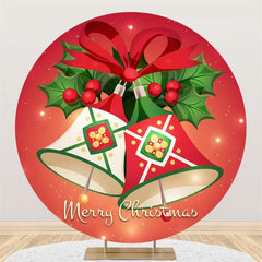 Lofaris Circle A Pair of Bells Red Merry Chrismas Backdrop