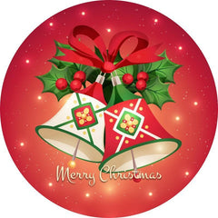 Lofaris Circle A Pair of Bells Red Merry Chrismas Backdrop