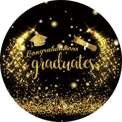 Lofaris Circle Black Gold Congratulations Graduation Backdrop