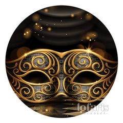 Lofaris Circle Black With Gold Masquerade Backdrop For Party