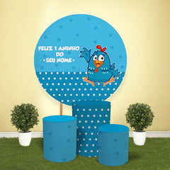 Lofaris Circle Blue Bird Round Happy Birthday Party Backdrop