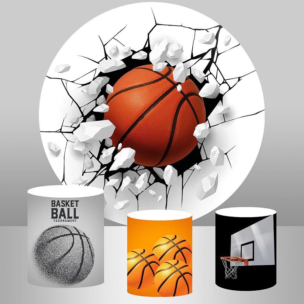 Lofaris Circle Broken Wall Basketball Happy Birthday Backdrop