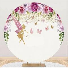 Lofaris Circle Butterfly And Flower Happy Birthday Backdrop