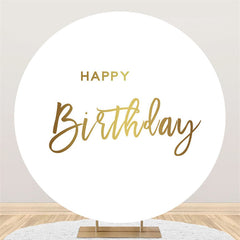 Lofaris Circle Custom Gold Simple Happy Birthday Party Backdrop