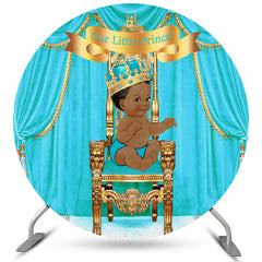 Lofaris Circle Cyan Our Little Prince Baby Shower Backdrop