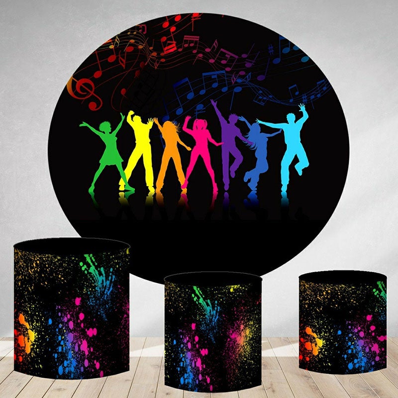 Lofaris Circle Dancing People Black Birthday Party Backdrop