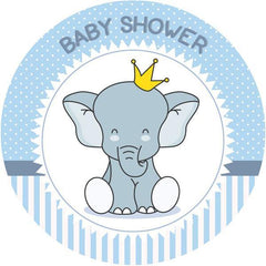 Lofaris Circle Elephant Stripe Baby Shower Backdrop For Boy