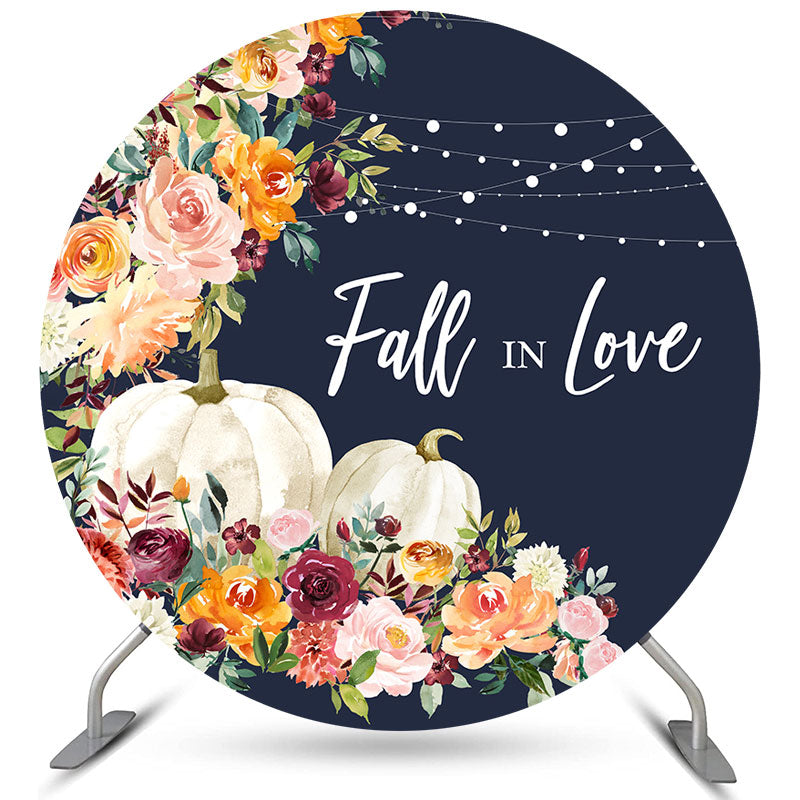 Lofaris Circle Floral Pumpkin Fall In Love Wedding Backdrop