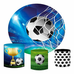 Lofaris Circle Football Goals Round Happy Birthday Backdrop