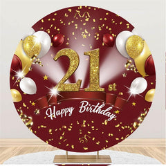 Lofaris Circle Glitter 21th Happy Birthday Backdrop For Girl