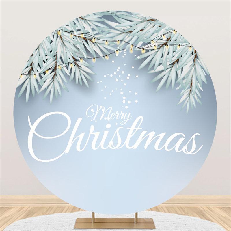 Lofaris Circle Glitter Light White Merry Chrismas Backdrop