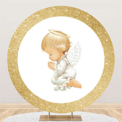 Lofaris Circle Gold Glitter And White Little Baby Backdrop