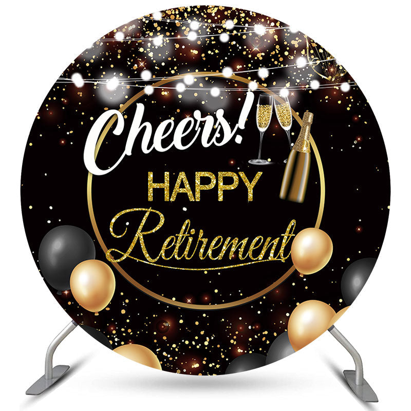 Lofaris Circle Gold Glitter Black Cheers Baby Shower Backdrop