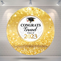 Lofaris Circle Gold Glitter Bokeh Class Of 2023 Grad Backdrop