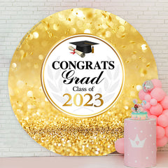 Lofaris Circle Gold Glitter Bokeh Class Of 2023 Grad Backdrop