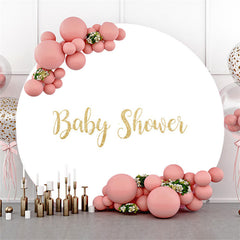 Lofaris Circle Gold Glitter Pure White Baby Shower Backdrop