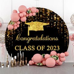 Lofaris Circle Golden Black Congratulations Grad Backdrop