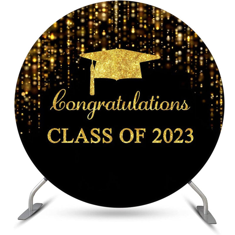 Lofaris Circle Golden Black Congratulations Grad Backdrop