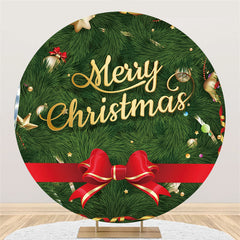 Lofaris Circle Green Christmas Tree Happy Holiday Backdrop