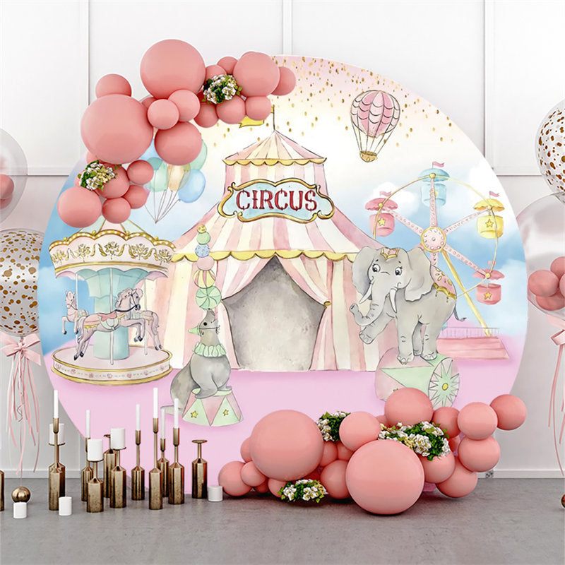 Lofaris Circle Light Pink Circus Theme Birthday Party Backdrop