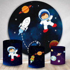 Lofaris Circle Little Astronaut Galaxy Birthday Party Backdrop