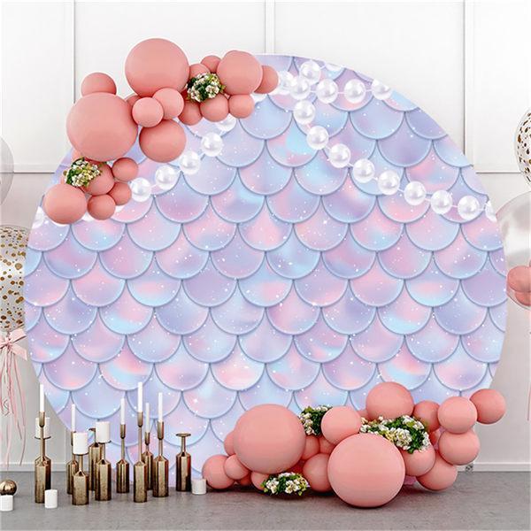 Lofaris Circle Mermaid Scales And Pearl Birthday Backdrop