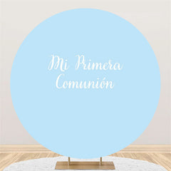 Lofaris Circle Mi Primera Comunion Round Blue Baby Shower Backdrop