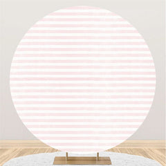 Lofaris Circle Pink And White Stripes Birthday Party Backdrop