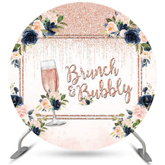 Lofaris Circle Pink Brunch And Bubbly Bridal Shower Backdrop