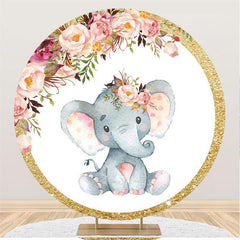 Lofaris Circle Pink Elephant Baby Shower Backdrop For Girl