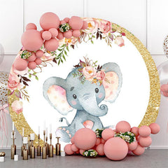 Lofaris Circle Pink Elephant Baby Shower Backdrop For Girl