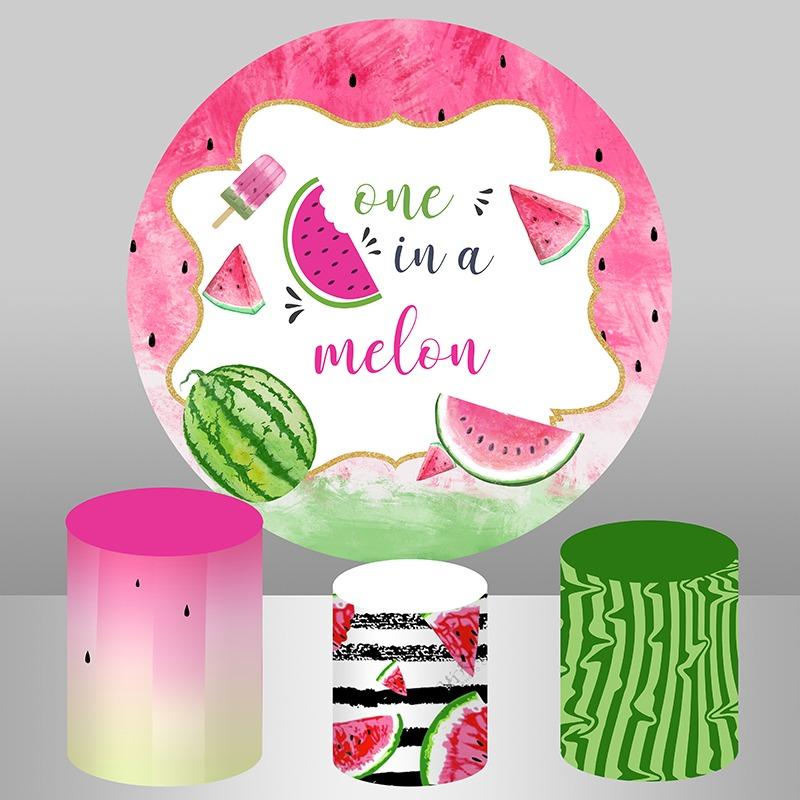 Lofaris Circle Pink One In A Melon Happy Birthday Backdrop