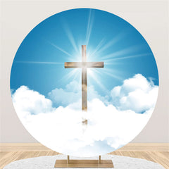 Lofaris Circle Religious Shiny Cross Merry Christmas Backdrop