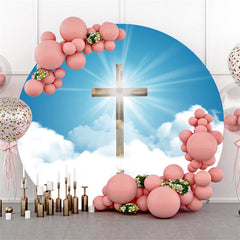 Lofaris Circle Religious Shiny Cross Merry Christmas Backdrop