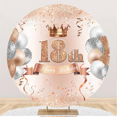 Lofaris Circle Rose Gold Balloons 18th Happy Birthday Backdrop