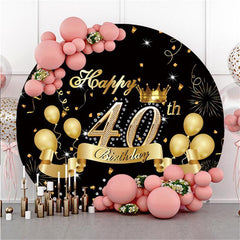 Lofaris Circle Fireworks Balloons 40th Happy Birthday Backdrop