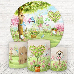 Lofaris Circle Spring Scenery Round Birthday Party Backdrop Kit