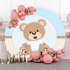 Lofaris Circle Stripes And Bear Baby Shower Backdrop For Boy