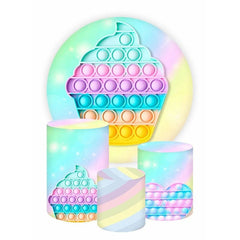 Lofaris Circle Summer Ice Cream Pop It Birthday Backdrop Kit