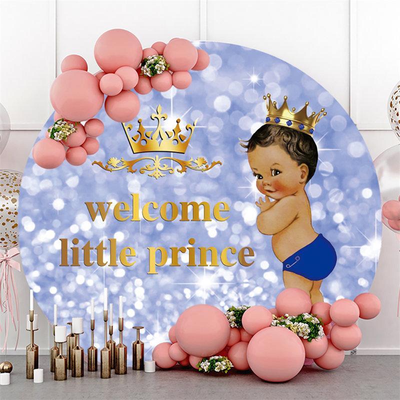 Lofaris Circle Welcome Little Prince Theme Baby Shower Backdrop