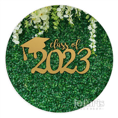 Lofaris Circle White Floral Green Leaf Class Of 2023 Backdrop