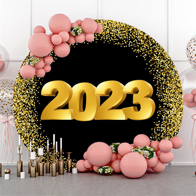 Lofaris Classic Happy 2023 New Year Circle Holiday Backdrop