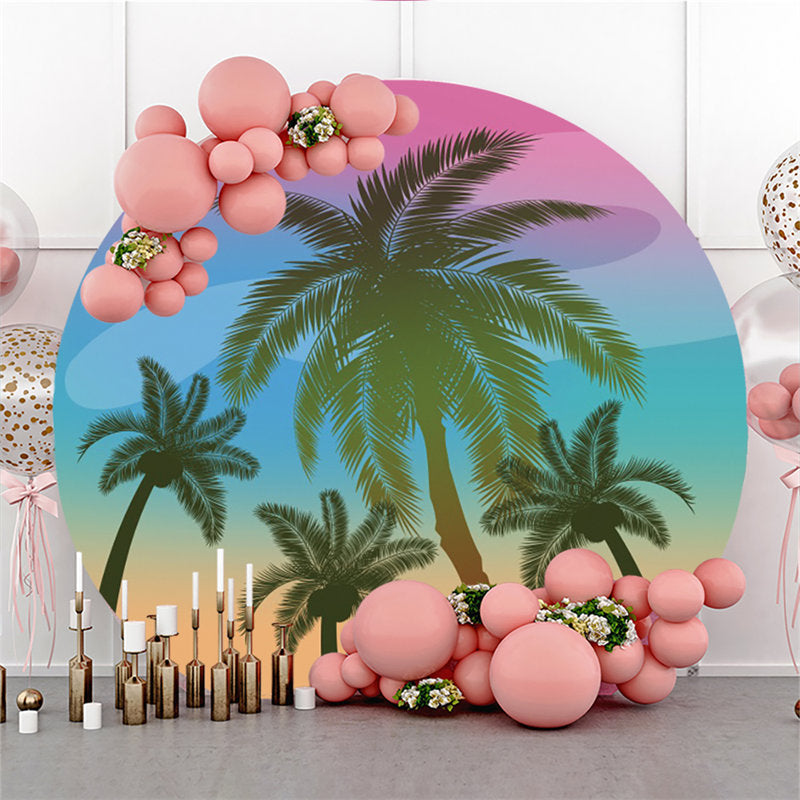 Lofaris Coconut Beach Theme Happy Birthday Circle Backdrop